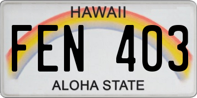 HI license plate FEN403