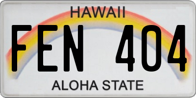 HI license plate FEN404