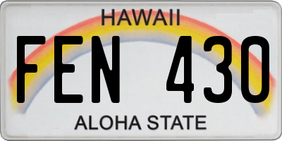 HI license plate FEN430