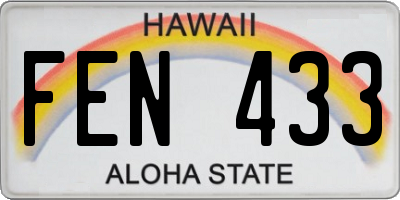 HI license plate FEN433