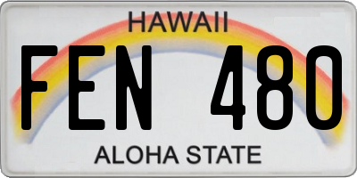 HI license plate FEN480