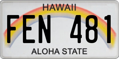 HI license plate FEN481
