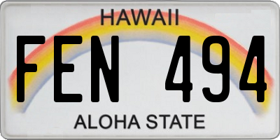 HI license plate FEN494