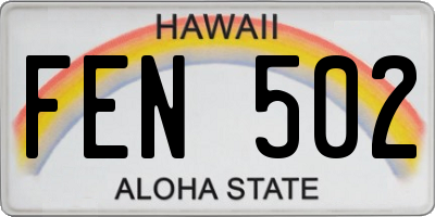 HI license plate FEN502