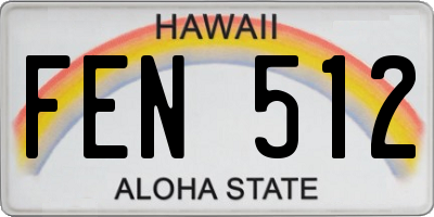 HI license plate FEN512