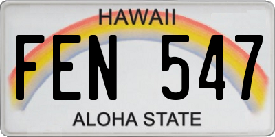 HI license plate FEN547