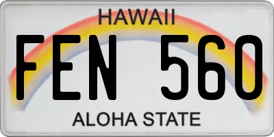 HI license plate FEN560