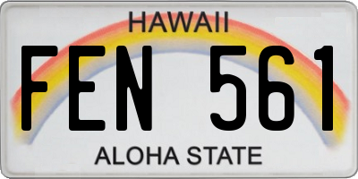 HI license plate FEN561