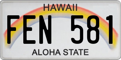 HI license plate FEN581
