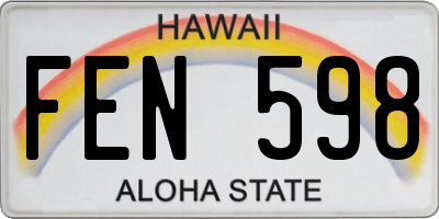 HI license plate FEN598