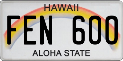 HI license plate FEN600