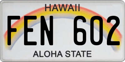 HI license plate FEN602