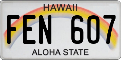 HI license plate FEN607