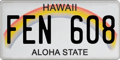 HI license plate FEN608