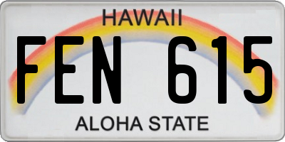 HI license plate FEN615