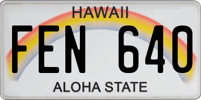 HI license plate FEN640