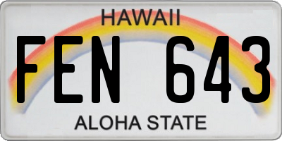 HI license plate FEN643