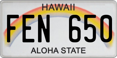HI license plate FEN650