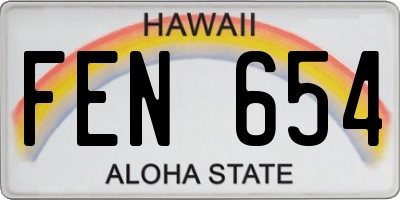 HI license plate FEN654