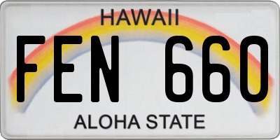 HI license plate FEN660