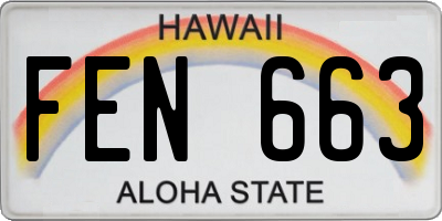 HI license plate FEN663