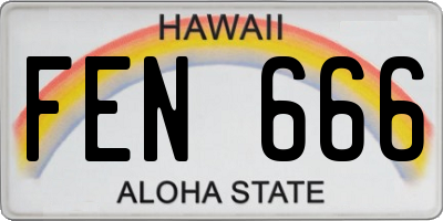 HI license plate FEN666