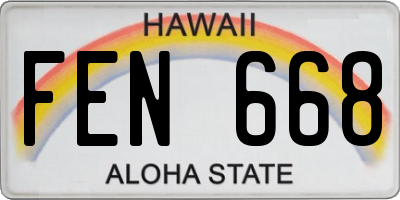 HI license plate FEN668