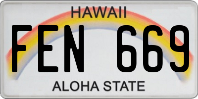 HI license plate FEN669
