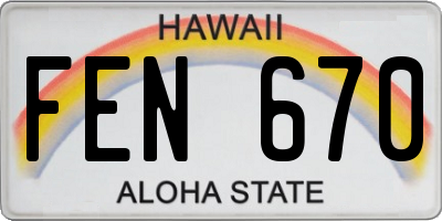 HI license plate FEN670
