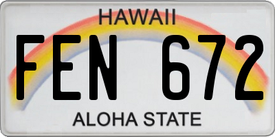 HI license plate FEN672