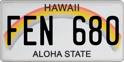 HI license plate FEN680