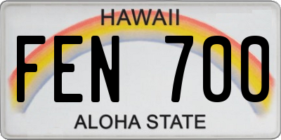 HI license plate FEN700