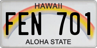 HI license plate FEN701