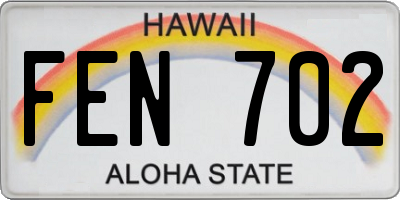 HI license plate FEN702