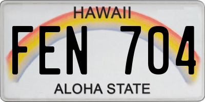 HI license plate FEN704
