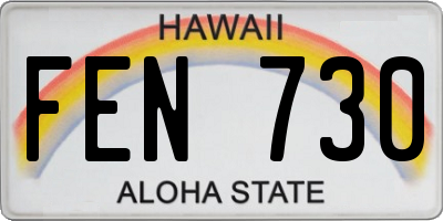 HI license plate FEN730