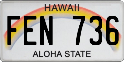 HI license plate FEN736