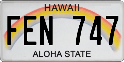HI license plate FEN747