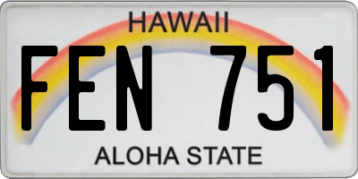 HI license plate FEN751