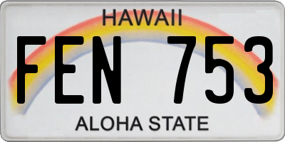 HI license plate FEN753