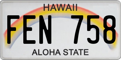 HI license plate FEN758