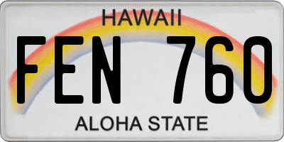 HI license plate FEN760