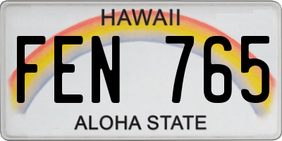 HI license plate FEN765
