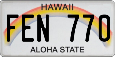 HI license plate FEN770