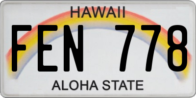 HI license plate FEN778
