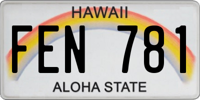 HI license plate FEN781