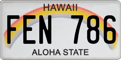 HI license plate FEN786