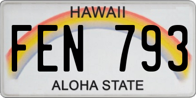 HI license plate FEN793