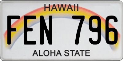 HI license plate FEN796