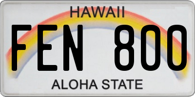 HI license plate FEN800